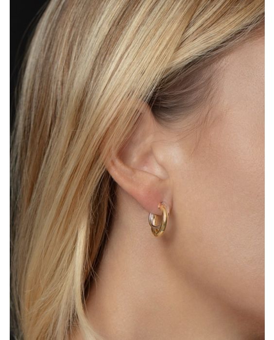 14K Two Tone Interlocked Hoop Earrings 