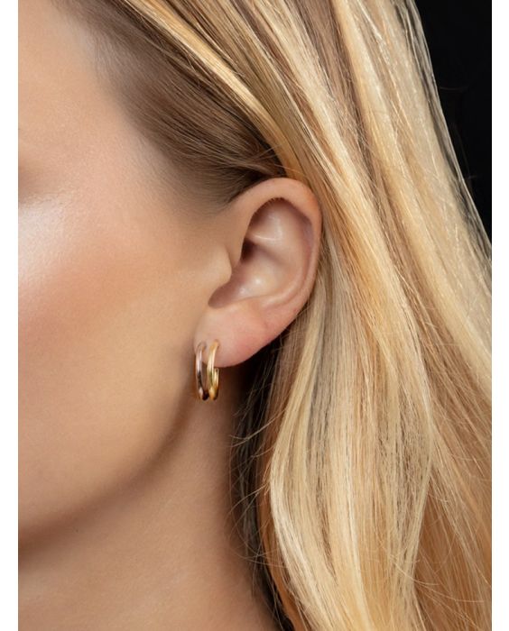 14K Two Tone Split Hoop Earrings 