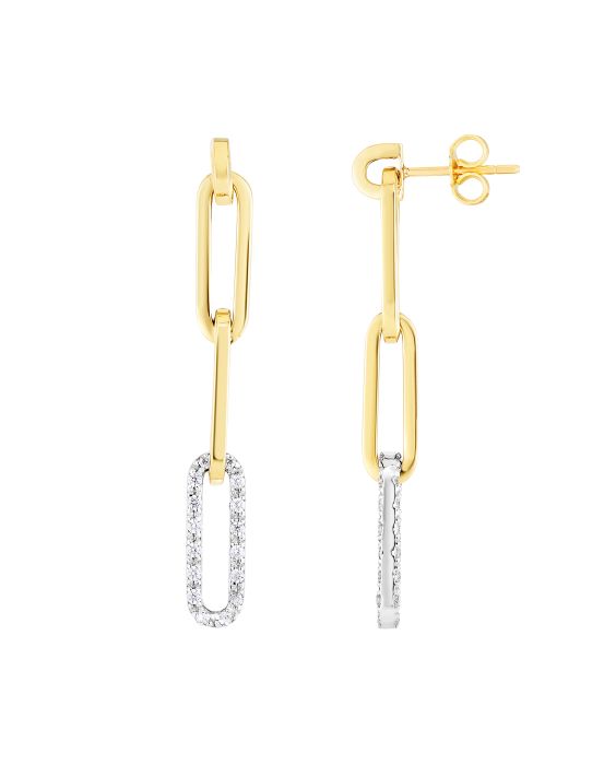 14K Diamond Paperclip Earrings