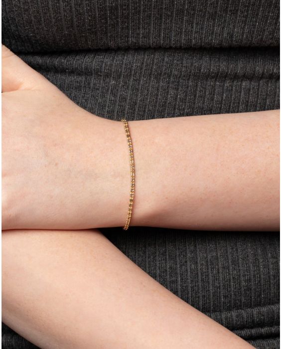 14K 2.7mm Two-Tone Fancy Ice Chain Bracelet