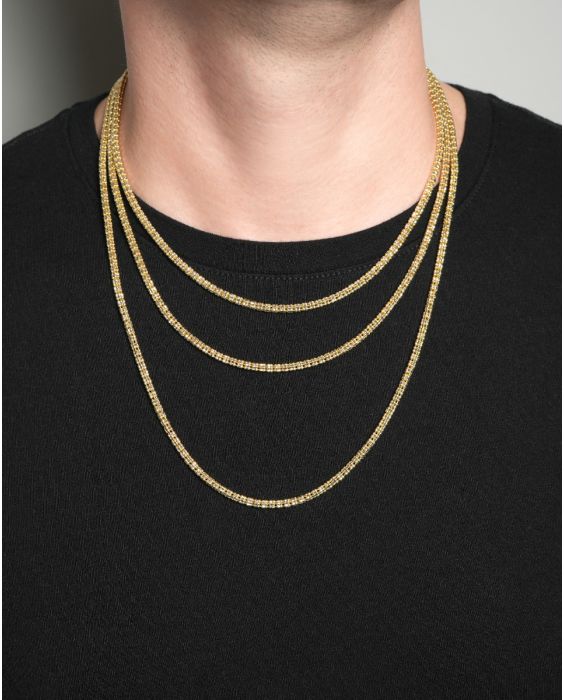 14K 3.3mm Two-Tone Fancy Ice Chain