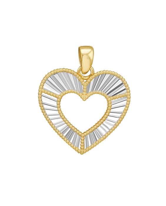 14K Two Tone Open Heart Charm