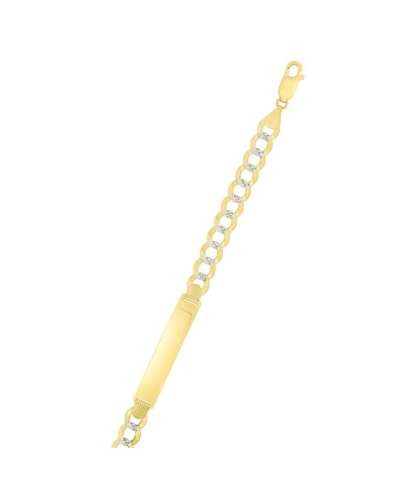 14K Gold 6.7mm Pave Curb ID Chain