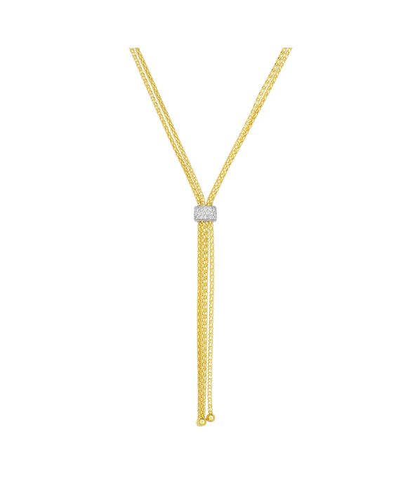 14K Gold Prosecco Fringe Diamond Tassel Lariat Necklace