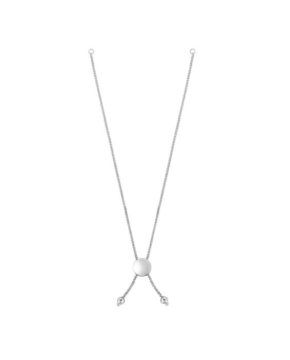 14K Gold Round Wheat Chain with Disc Slide Friendship Bracelet