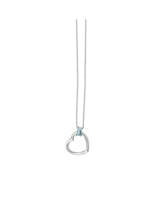 14K Baguette Gemstone Heart Necklace