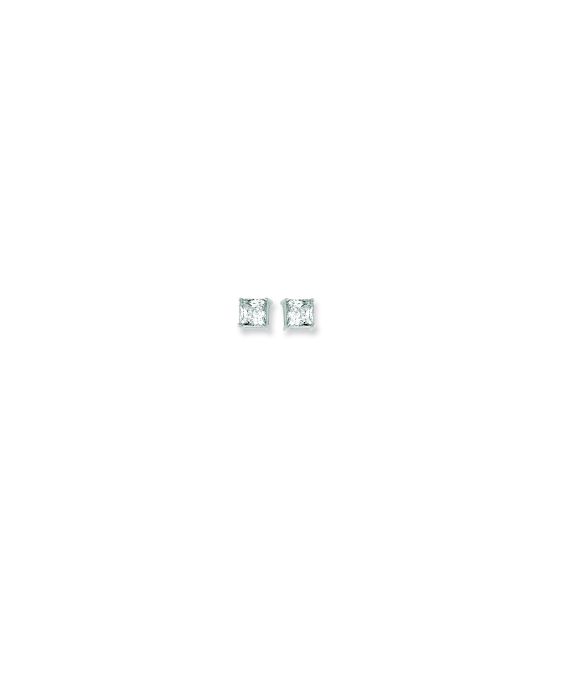 14K Gold 6mm Princess Cut CZ Stud Earring