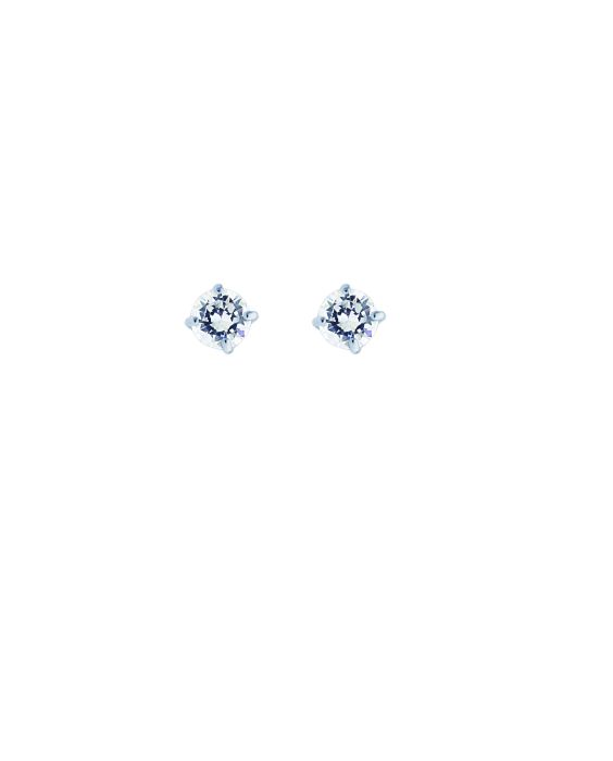 14K Gold 3mm Round CZ Stud Earring