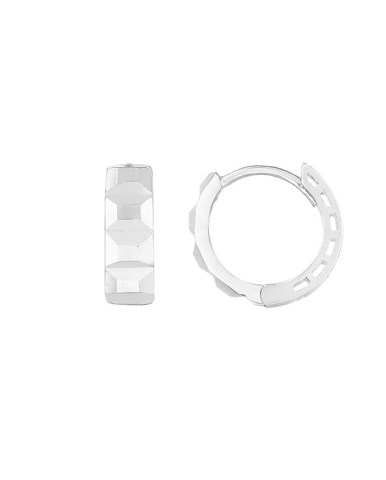 14K Gold Faceted Huggie