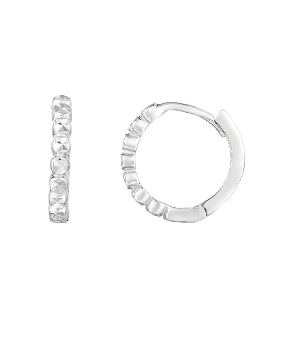 14K Gold Round Diamond Cut Huggie Earring