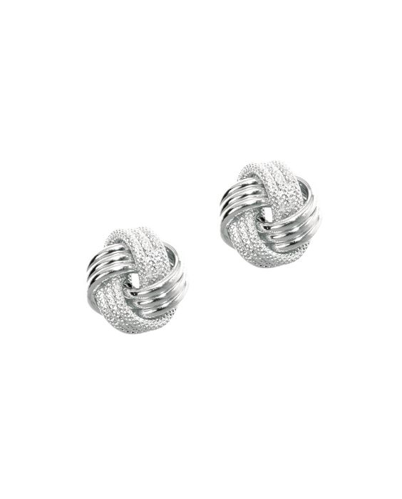 14K Gold Polished &amp; Diamond Cut Love Knot Stud Earring