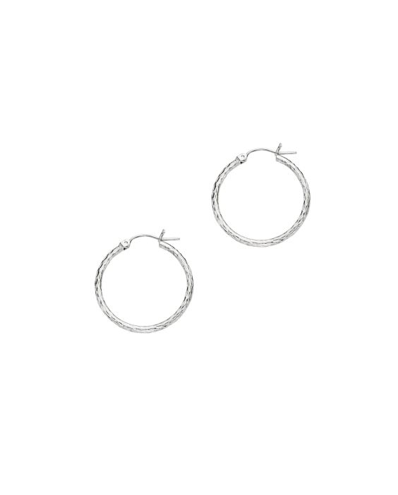 14K Gold 2mm Diamond Cut Hoop Earring