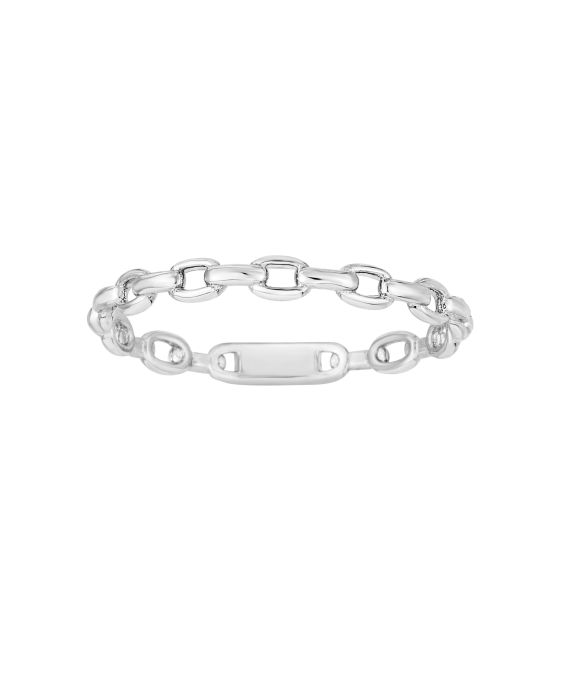 14K White Gold Oval Links Ring