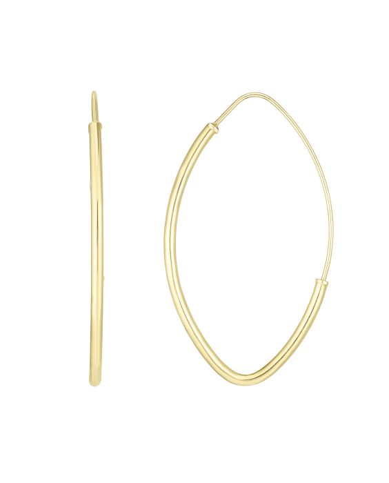 14K Gold Small Polished Marquise Fashion Hoop Earring