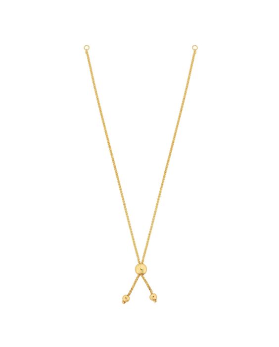 10K Gold Round Wheat Chain with Ball Slide Friendship Bracelet