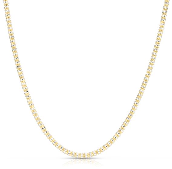 10K 3.3mm Two-Tone Fancy Ice Chain
