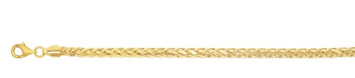 14K Gold 5.3mm Diamond Cut Lite Round Wheat Chain