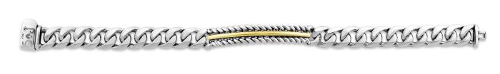 Men's Cuban Cable Link and 18K Gold Bracelet