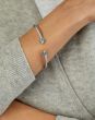 Silver & 18K Blue Topaz Retro Italian Cable Bangle