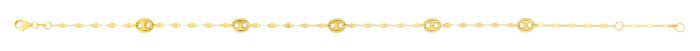 14K Gold Mirror Chain and Puffed Mariner Station Anklet