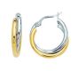 10K Two-tone Gold Polished Double Row Hoop Earrings