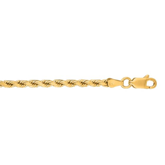 10K Gold 3.5mm Solid Diamond Cut Royal Rope Chain 