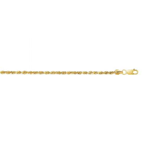 10K Gold 2.5mm Diamond Cut Lite Rope Chain 