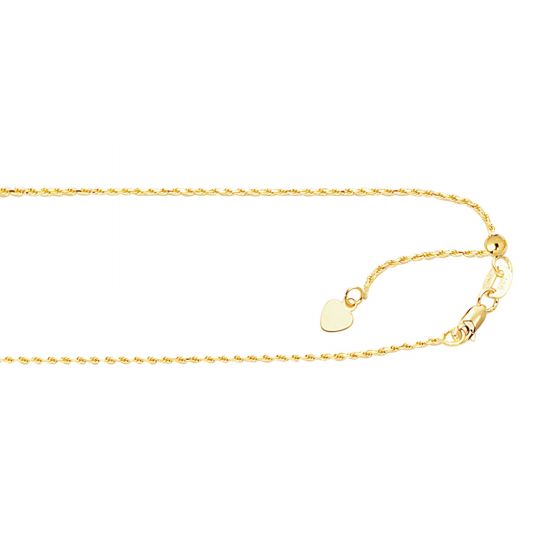 10K Gold 0.95mm Adjustable Rope Chain