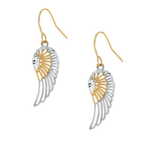 10K Gold Angel Wing Drop Earring