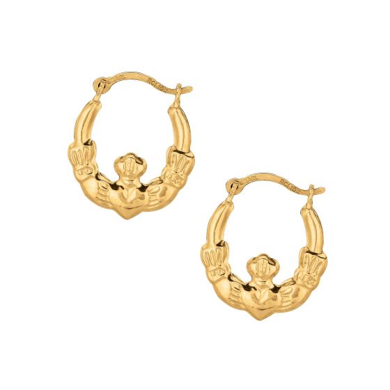 10K Gold Claddagh Hoop Earring