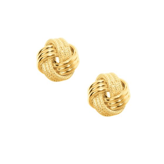 10K Gold Textured Love Knot Stud Earring