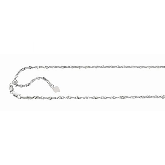 Silver 1.5mm Adjustable Singapore Chain 