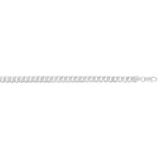 Silver 7.3mm White Pave Curb Chain 