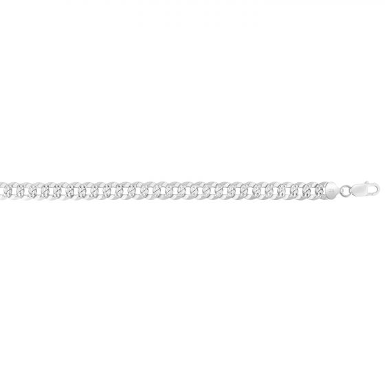 Silver 8.4mm White Pave Curb Chain 