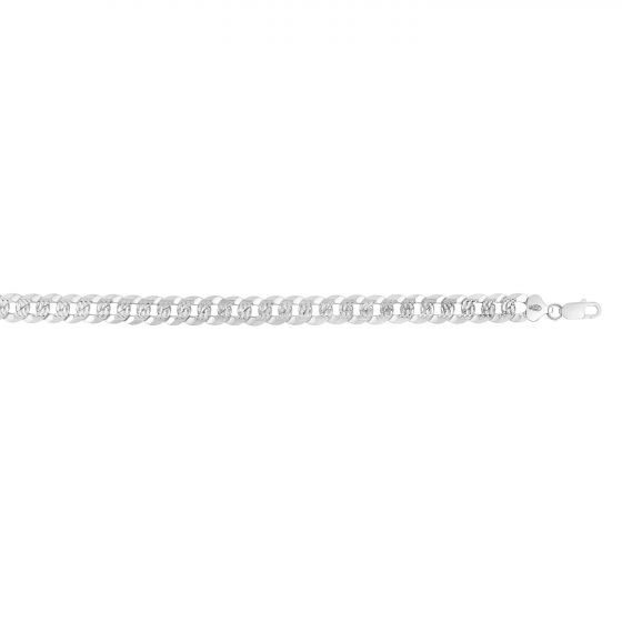 Silver 9.3mm White Pave Curb Chain 