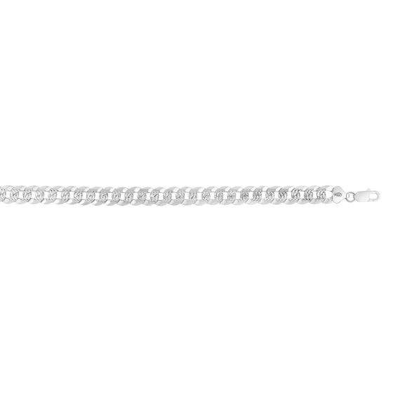 Silver 11mm White Pave Curb Chain 