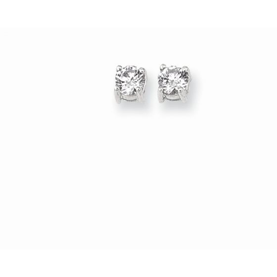Silver 4MM Round CZ Earring