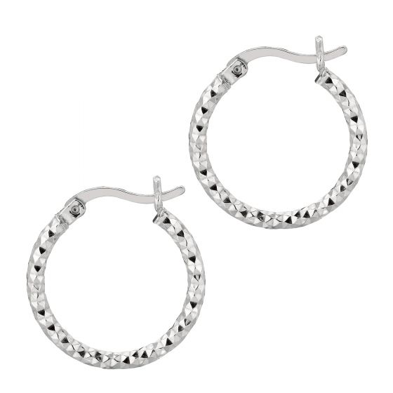 Silver 2x15MM Diamond Cut Earring