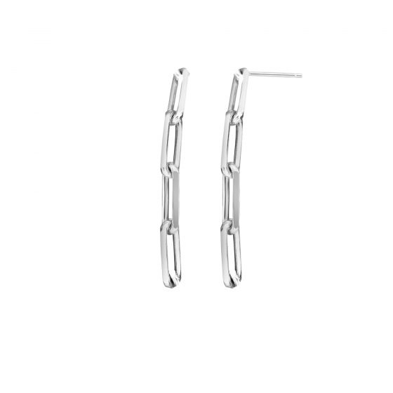 Silver Four Link Paperclip Dangle Earring