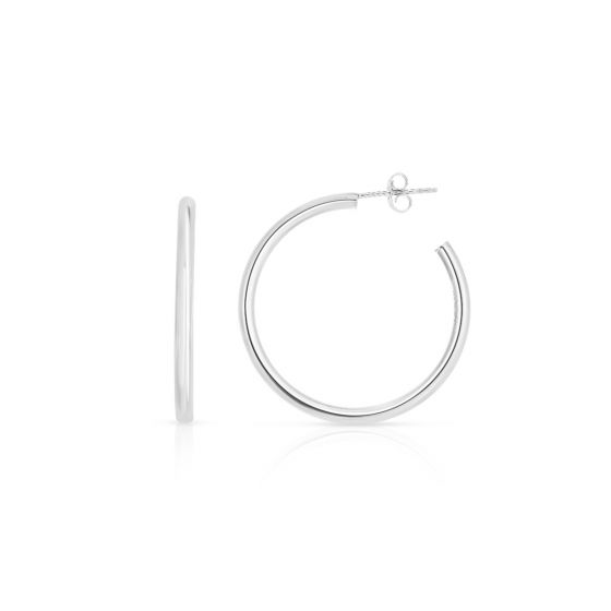Silver 40mm Round Tube C Hoops