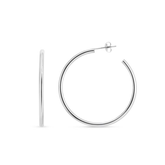 Silver 50mm Round Tube C Hoops