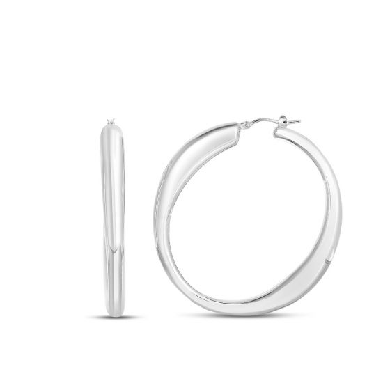 Silver Thick Elongated Oval Hoops