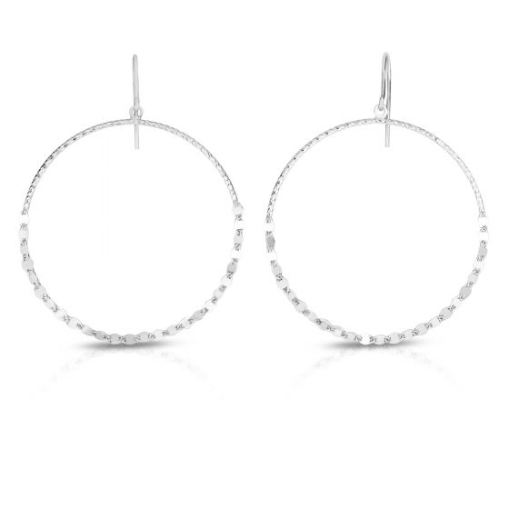 Silver Large Circle Mirror Chain Earring