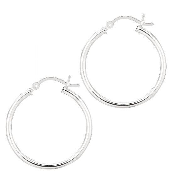 Silver 2x25mm Hoop Earring