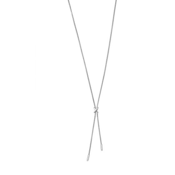 Silver "X" Lariat Bar Necklace