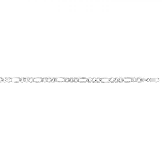 Silver 6.3mm White Pave Figaro Chain 