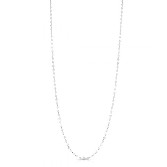 Silver Mirror Link Single Strand Long Necklace 