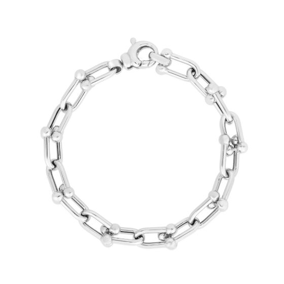 Silver Jax Link Bead Bracelet | Royal Chain Group