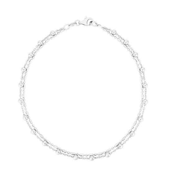 Silver Bead Double Strand Anklet