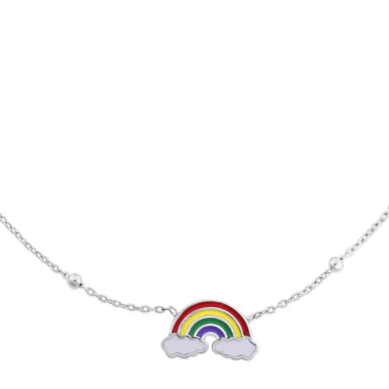 Silver Enamel Rainbow Necklace